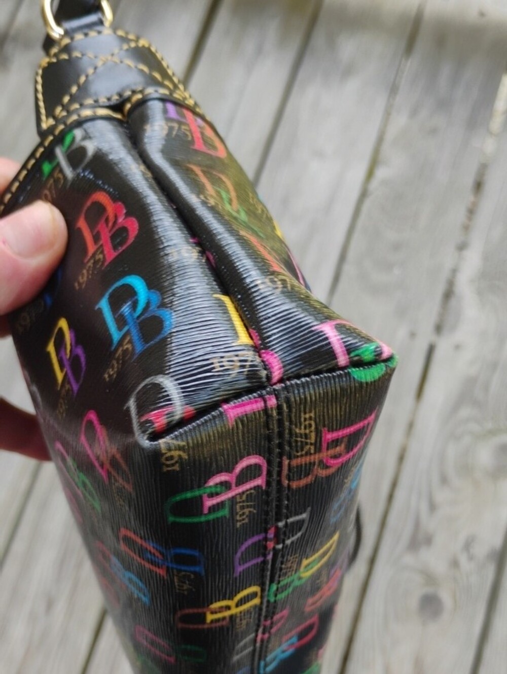 Dooney & Bourke Black Multicolor DB Logo Crossbody - Picture 2 of 10